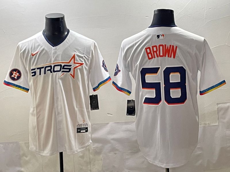 Men Houston Astros #58 Brown White Fourth generation Joint Name 2025 Nike MLB Jersey style 9->houston astros->MLB Jersey